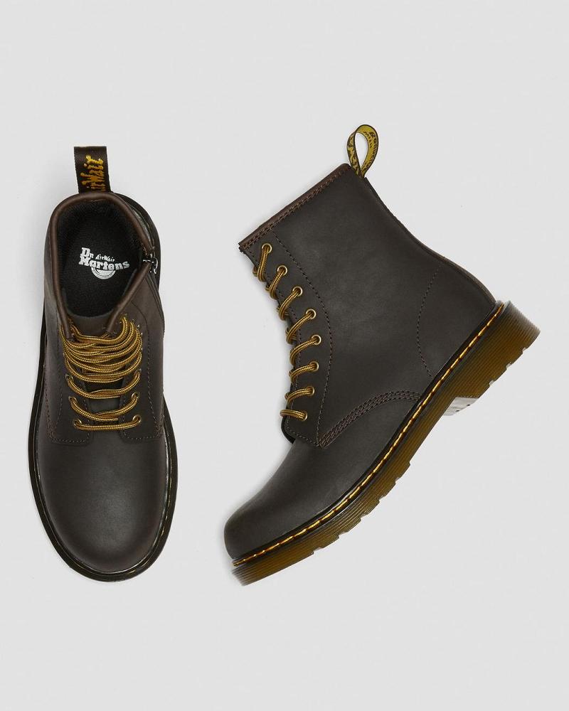 Kids' Dr Martens Youth 1460 Wildhorse Leather Lace Up Boots Dark / Brown | AU 716NWY